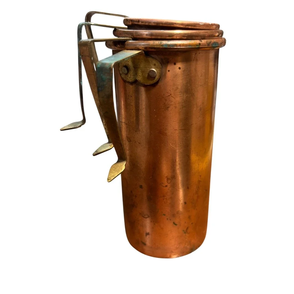 Vintage Graduated Copper Measuring Cup Set 4 Pieces Rustic Farmhouse Kitchenware
